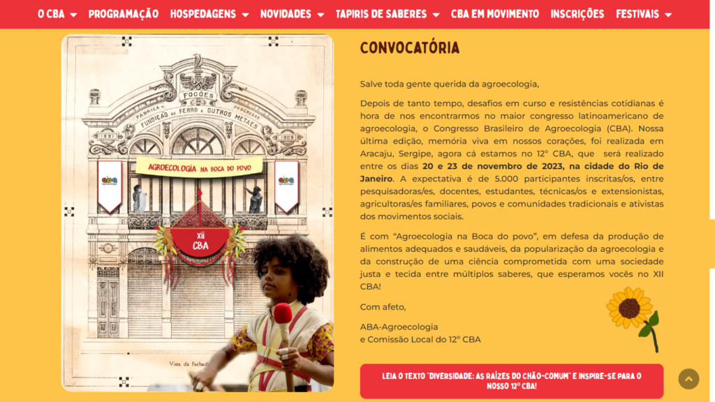 Site para o 12º Congresso Brasileiro de Agroecologia